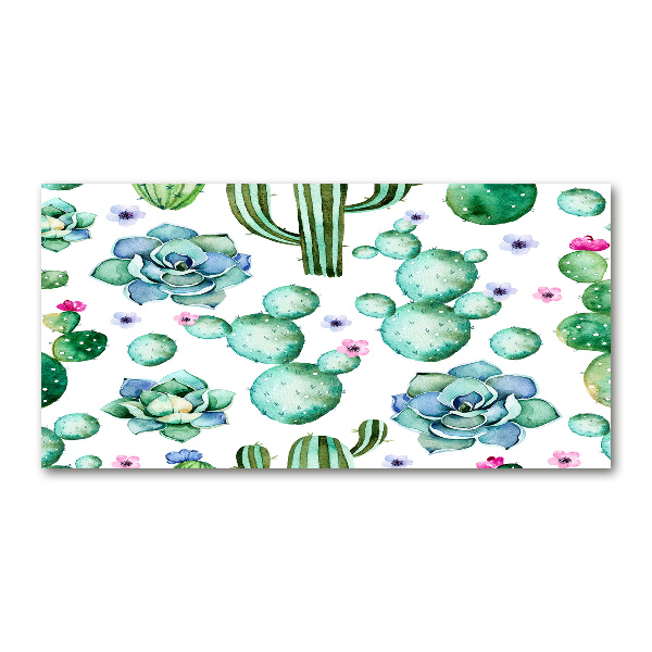Cuadro de cristal templado moderno horizontal Cactus