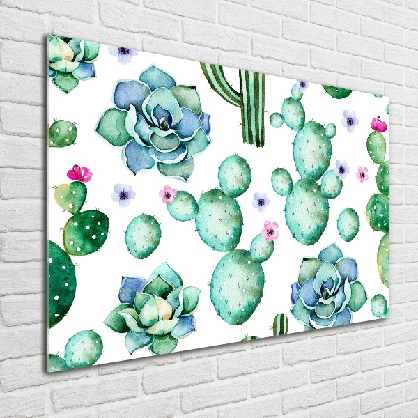 Cuadro de cristal templado moderno horizontal Cactus