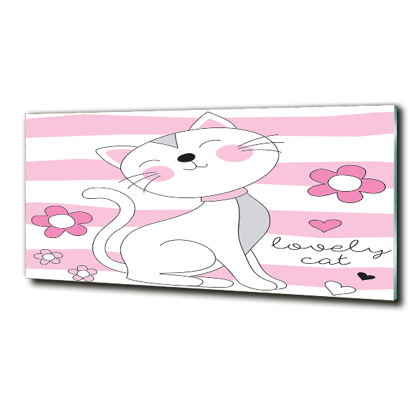 Foto en cristal de alta calidad con impresión uv horizontal gato blanco