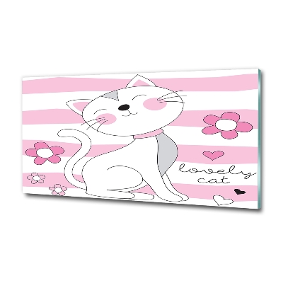 Foto en cristal de alta calidad con impresión uv horizontal gato blanco