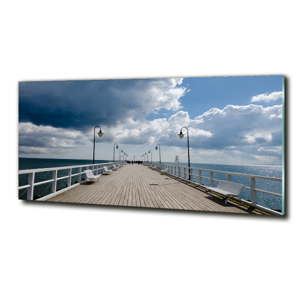 Cuadro decorativo de vidrio para salón horizontal Muelle en Orłowo