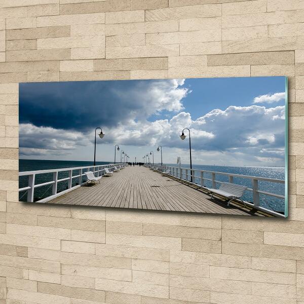 Cuadro decorativo de vidrio para salón horizontal Muelle en Orłowo