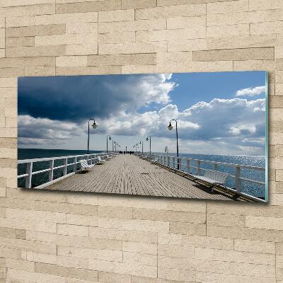 Cuadro decorativo de vidrio para salón horizontal Muelle en Orłowo