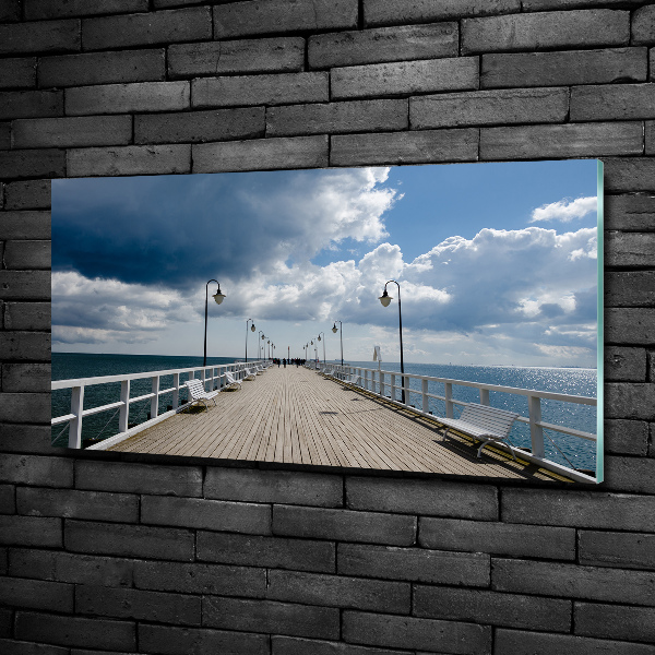 Cuadro decorativo de vidrio para salón horizontal Muelle en Orłowo