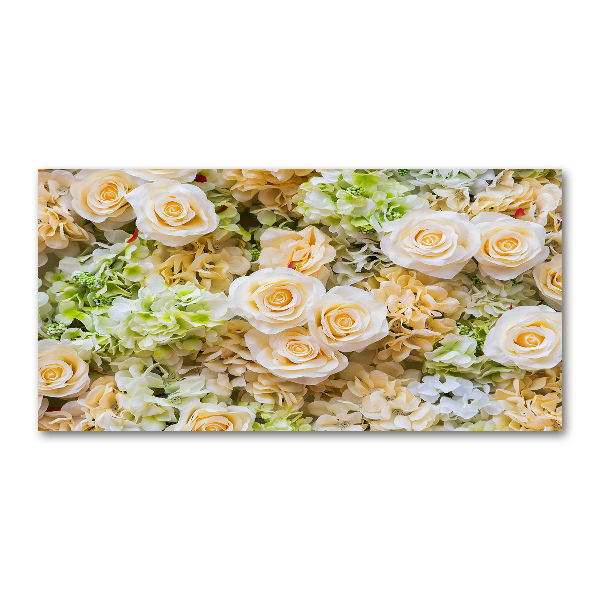 Cuadro de cristal templado moderno horizontal Rosas