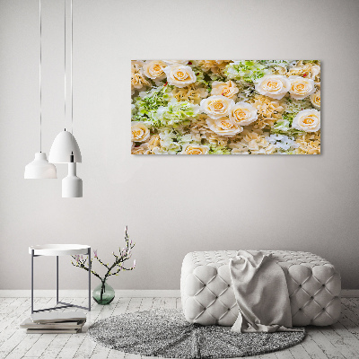 Cuadro de cristal templado moderno horizontal Rosas