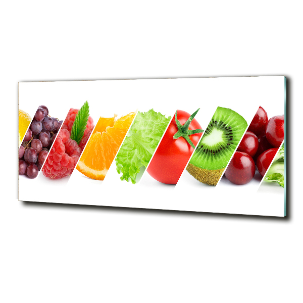 Cuadro decorativo de vidrio para salón horizontal Frutas y verduras