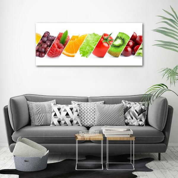 Cuadro decorativo de vidrio para salón horizontal Frutas y verduras