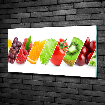 Cuadro decorativo de vidrio para salón horizontal Frutas y verduras