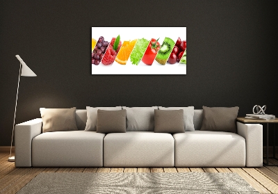Cuadro decorativo de vidrio para salón horizontal Frutas y verduras