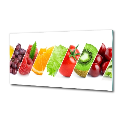 Cuadro decorativo de vidrio para salón horizontal Frutas y verduras