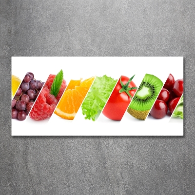 Cuadro decorativo de vidrio para salón horizontal Frutas y verduras