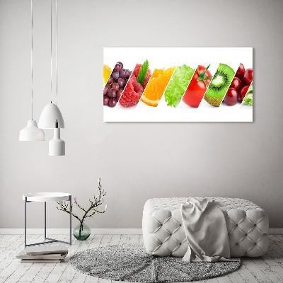 Cuadro decorativo de vidrio para salón horizontal Frutas y verduras