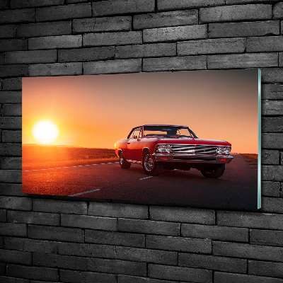 Cuadro de cristal templado moderno horizontal coche rojo