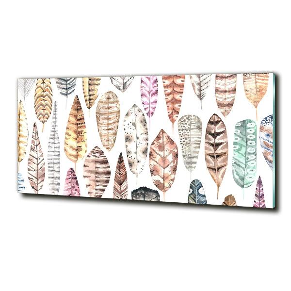 Foto en cristal de alta calidad con impresión uv horizontal Plumas de colores