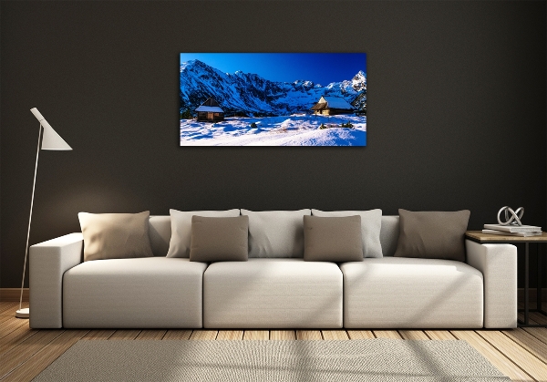 Impresión en cristal con acabado brillante horizontal Casas en los montes Tatra