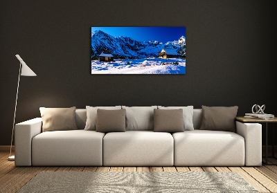 Impresión en cristal con acabado brillante horizontal Casas en los montes Tatra