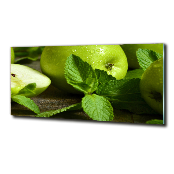 Impresión en cristal con acabado brillante horizontal manzanas verdes