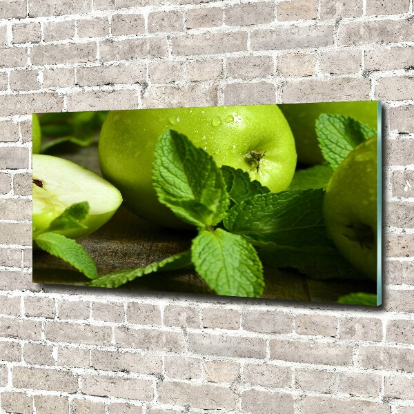 Impresión en cristal con acabado brillante horizontal manzanas verdes