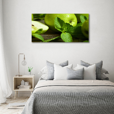 Impresión en cristal con acabado brillante horizontal manzanas verdes