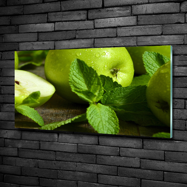 Impresión en cristal con acabado brillante horizontal manzanas verdes
