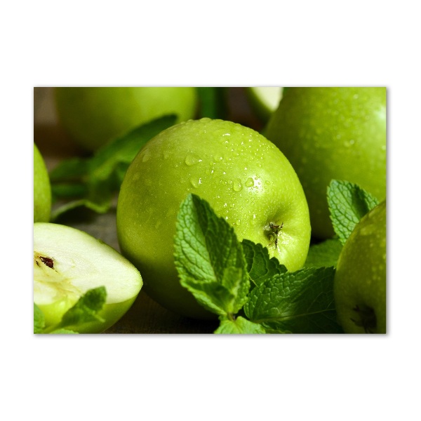 Impresión en cristal con acabado brillante horizontal manzanas verdes