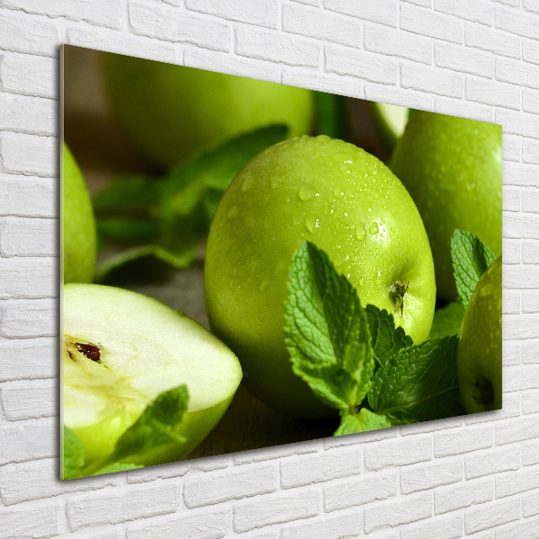Impresión en cristal con acabado brillante horizontal manzanas verdes