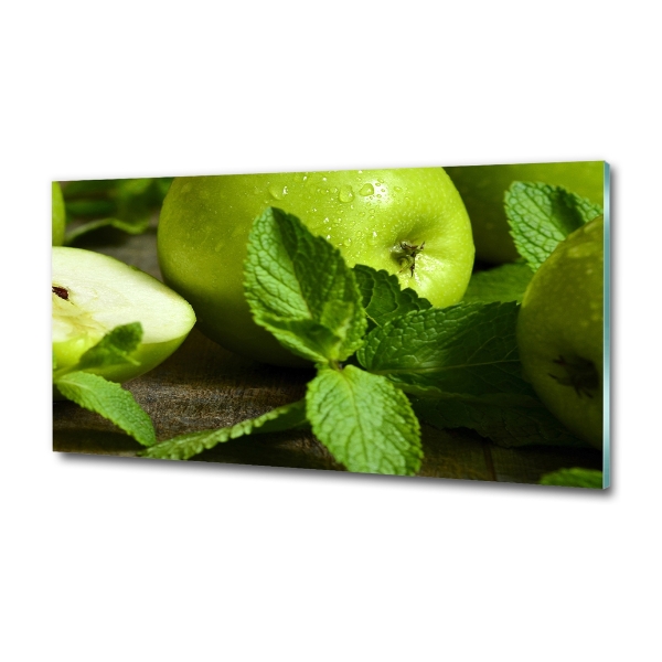 Impresión en cristal con acabado brillante horizontal manzanas verdes