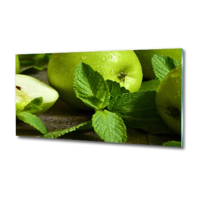 Impresión en cristal con acabado brillante horizontal manzanas verdes