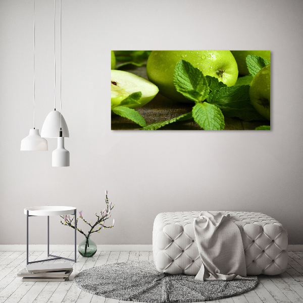 Impresión en cristal con acabado brillante horizontal manzanas verdes