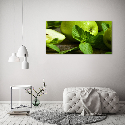 Impresión en cristal con acabado brillante horizontal manzanas verdes