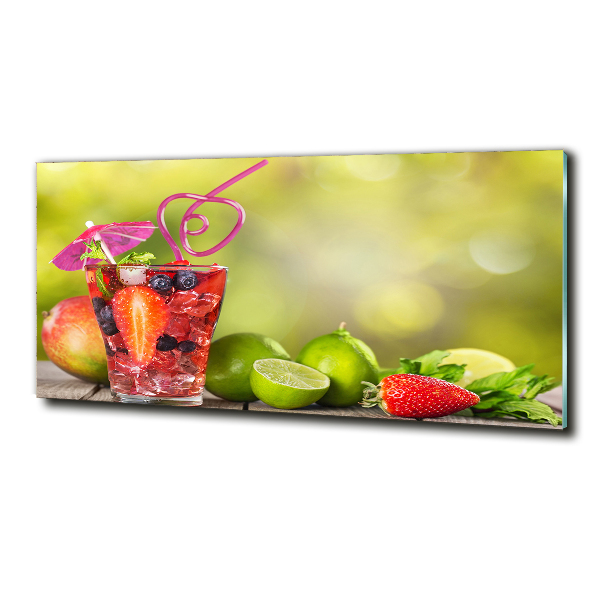Cuadro decorativo de vidrio para salón horizontal Cóctel de frutas