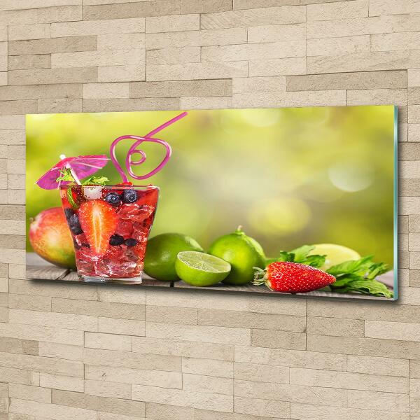Cuadro decorativo de vidrio para salón horizontal Cóctel de frutas