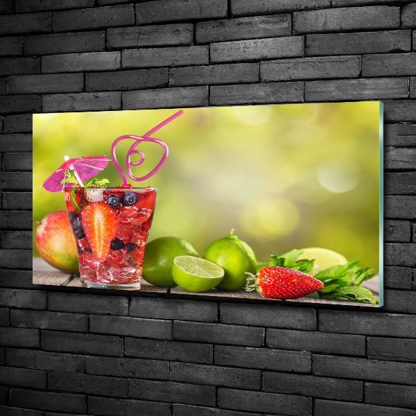 Cuadro decorativo de vidrio para salón horizontal Cóctel de frutas