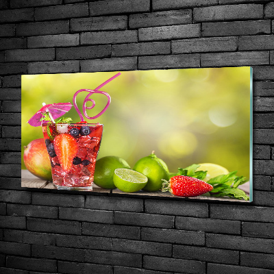 Cuadro decorativo de vidrio para salón horizontal Cóctel de frutas