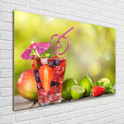 Cuadro decorativo de vidrio para salón horizontal Cóctel de frutas