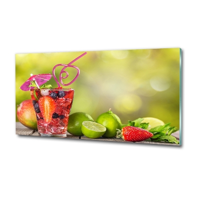 Cuadro decorativo de vidrio para salón horizontal Cóctel de frutas