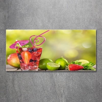 Cuadro decorativo de vidrio para salón horizontal Cóctel de frutas