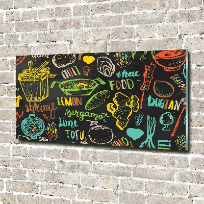 Foto en cristal de alta calidad con impresión uv horizontal comida tailandesa