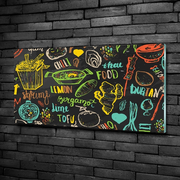 Foto en cristal de alta calidad con impresión uv horizontal comida tailandesa