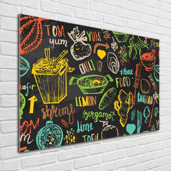 Foto en cristal de alta calidad con impresión uv horizontal comida tailandesa