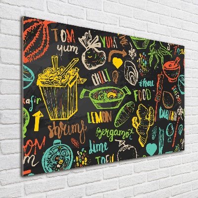 Foto en cristal de alta calidad con impresión uv horizontal comida tailandesa