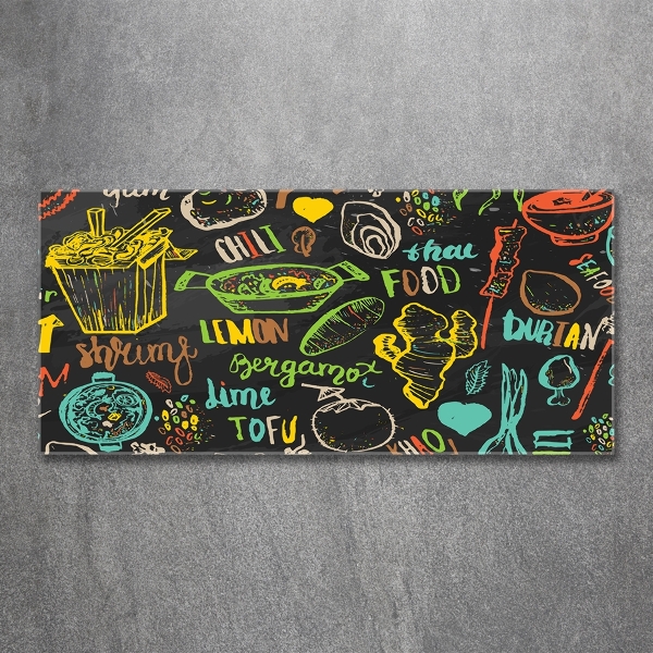 Foto en cristal de alta calidad con impresión uv horizontal comida tailandesa