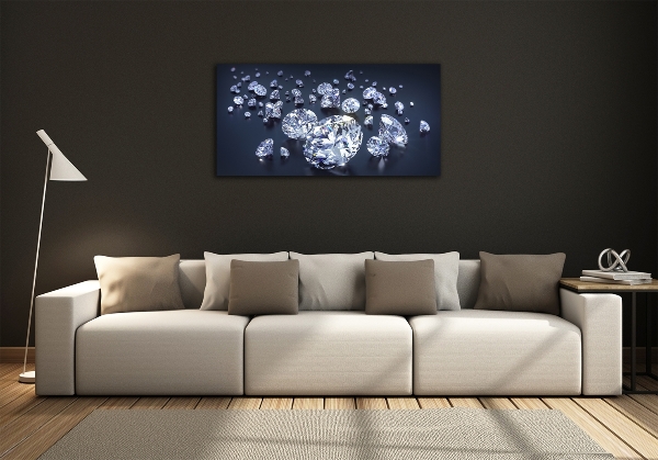 Cuadro decorativo de vidrio para salón horizontal Diamantes