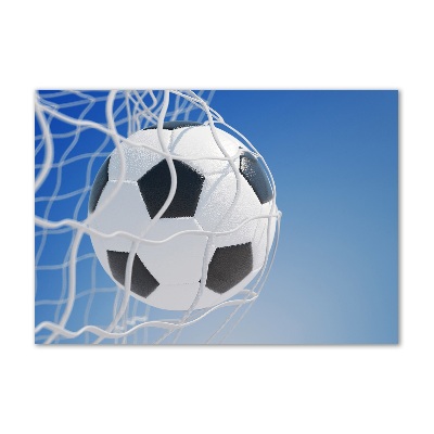 Cuadro de cristal templado moderno horizontal El balón está en la portería.