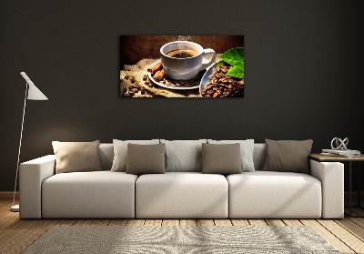 Cuadro de cristal templado moderno horizontal Una taza de café