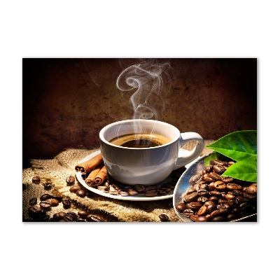 Cuadro de cristal templado moderno horizontal Una taza de café