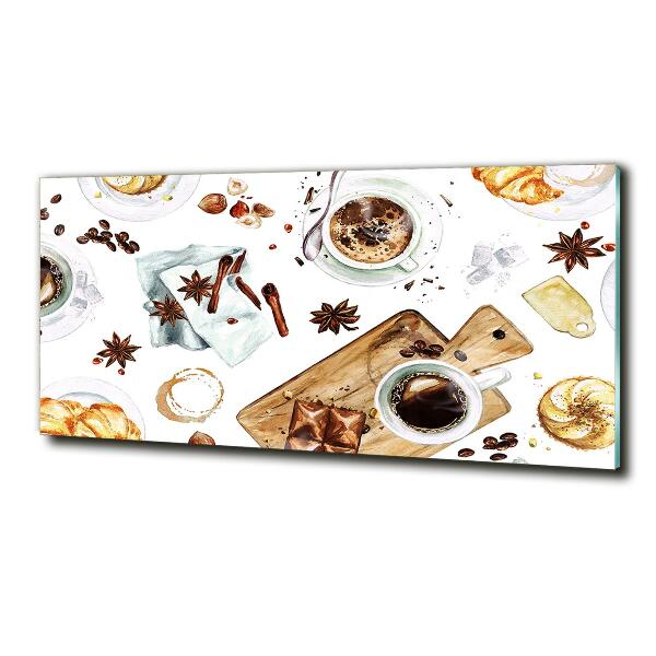 Cuadro de cristal templado moderno horizontal Café de la mañana