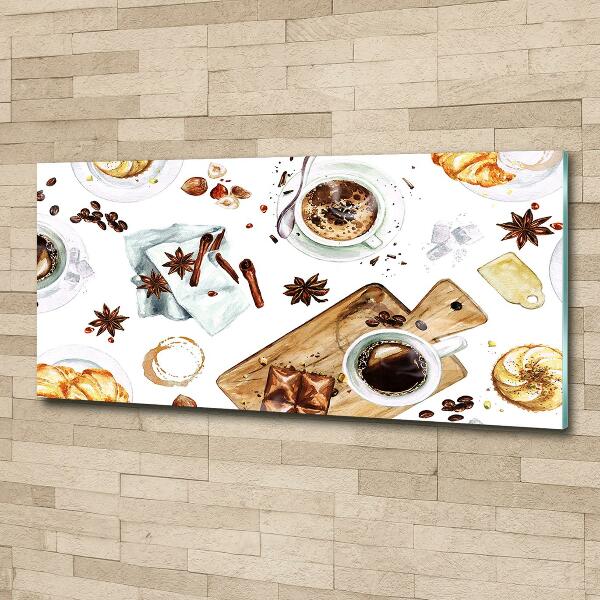 Cuadro de cristal templado moderno horizontal Café de la mañana