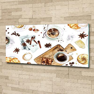 Cuadro de cristal templado moderno horizontal Café de la mañana